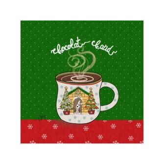 NO-1783 - Vignette de Noël en Velours Tasse de Chocolat Verte