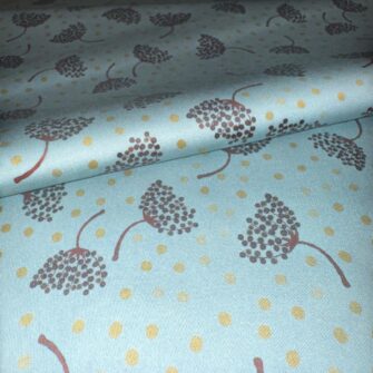 Tissu satin de coton, Collection Ricolette - Berces - fond bleu