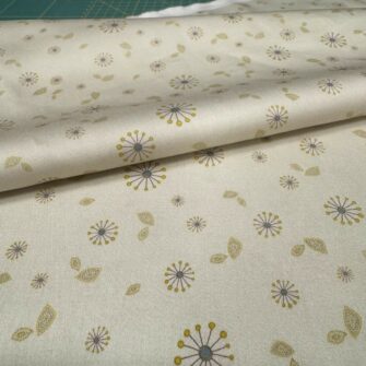 Tissu satin de coton, Collection Ricolette - Pissenlits écru