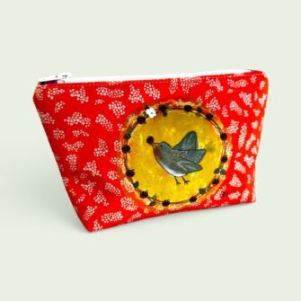 Coupon Illustré M Oiseau fleuri orange